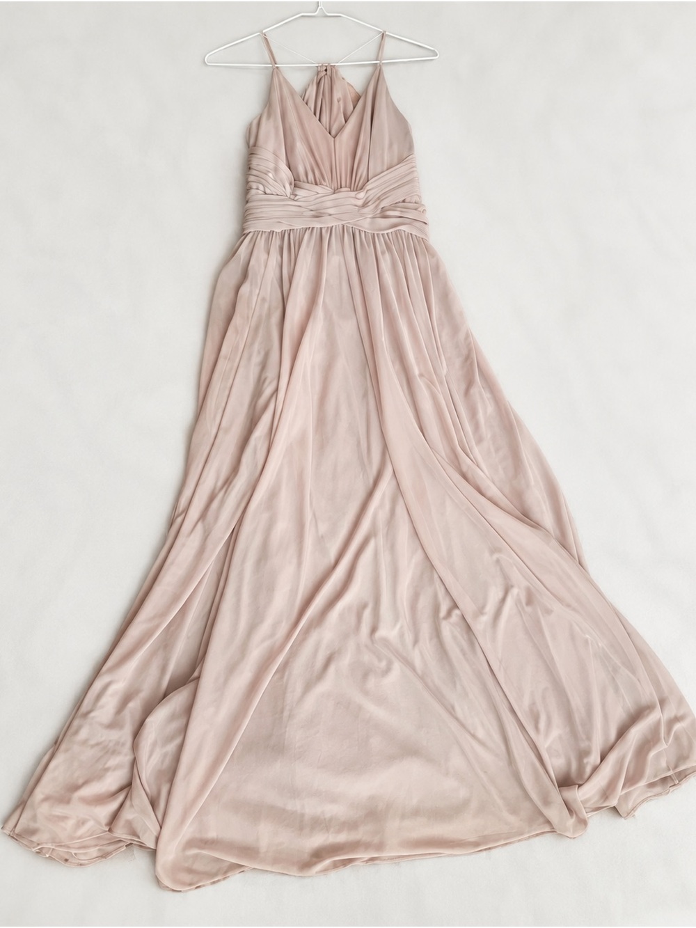 David’s Bridal Size 8 Peach Chiffon Bridesmaid Maxi Dress Altered